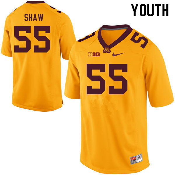 Youth #55 Karter Shaw Minnesota Golden Gophers College Football Jerseys Sale-Gold - Click Image to Close